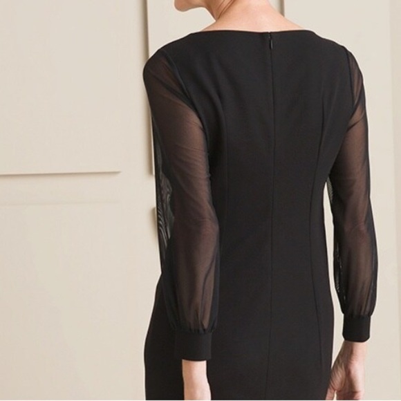 Chico’s‎ New Women’s US 8 Solid Black Mesh Long Sleeve Shift Dress - Picture 13 of 13